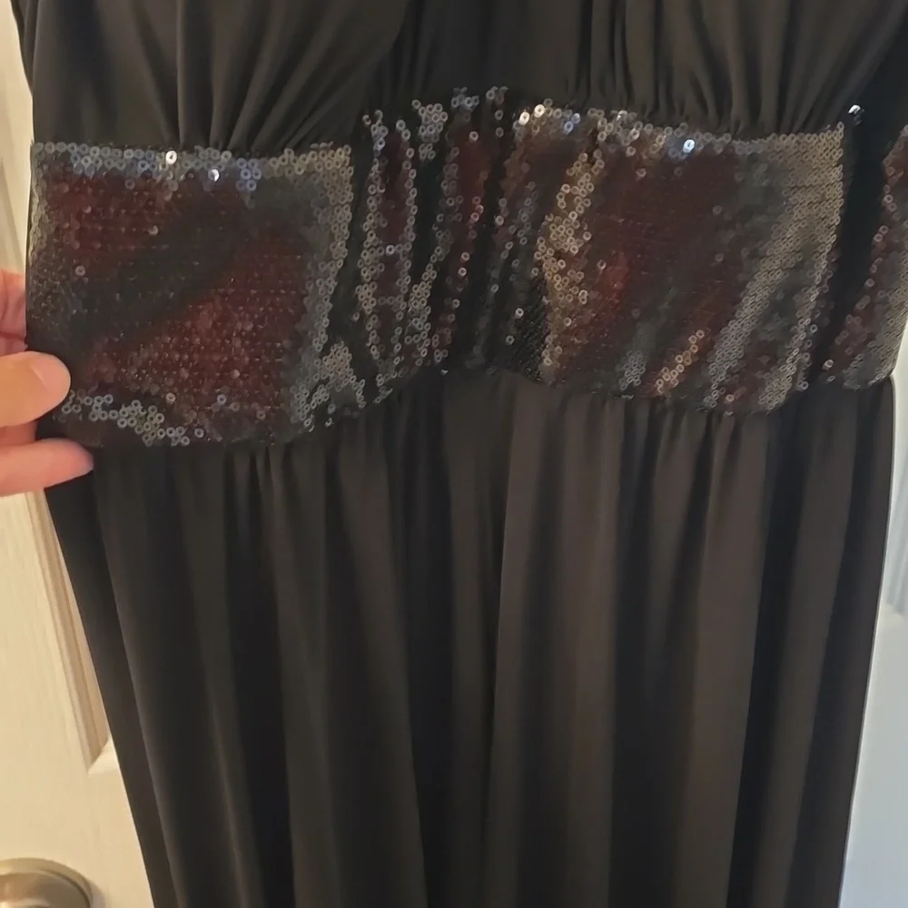 R&M Richards Black Maxi Dress with Sequin Detail And Built In Bra Size 6 (#9) - Picture 2 of 8